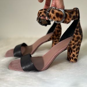 Rebecca Minkoff Black Leopard Animal Print Sandals Pumps 6.5